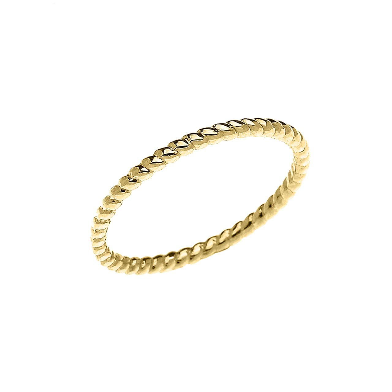 Certified 10k Rope-Style Midi Gold Knuckle Ring Band (Size 3)