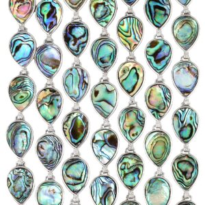 SUNYIK Natural Abalone Shell Bracelet for Women and Man, Adjustable Link Bangle for Unisex, Teardrop Shaped