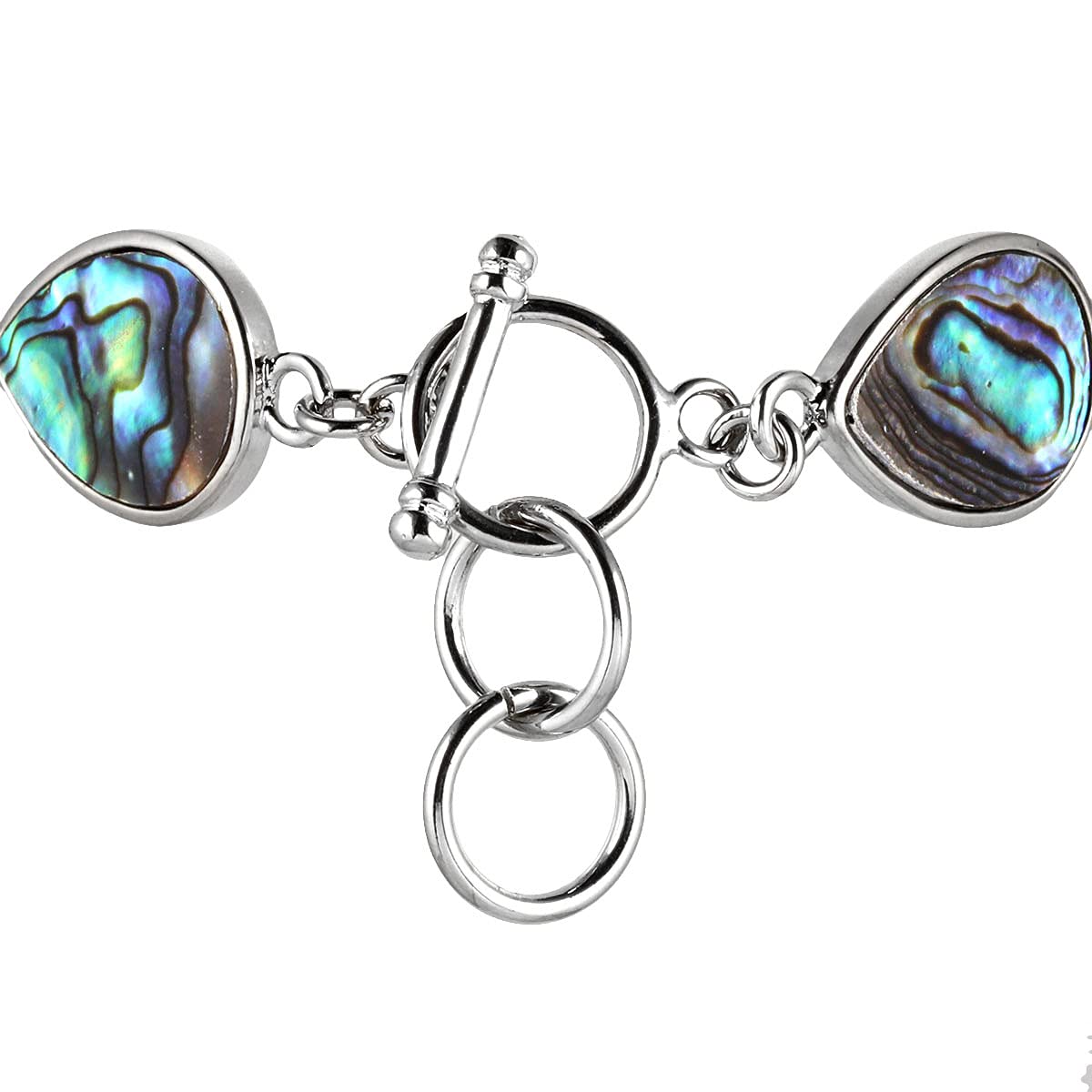 SUNYIK Natural Abalone Shell Bracelet for Women and Man, Adjustable Link Bangle for Unisex, Teardrop Shaped