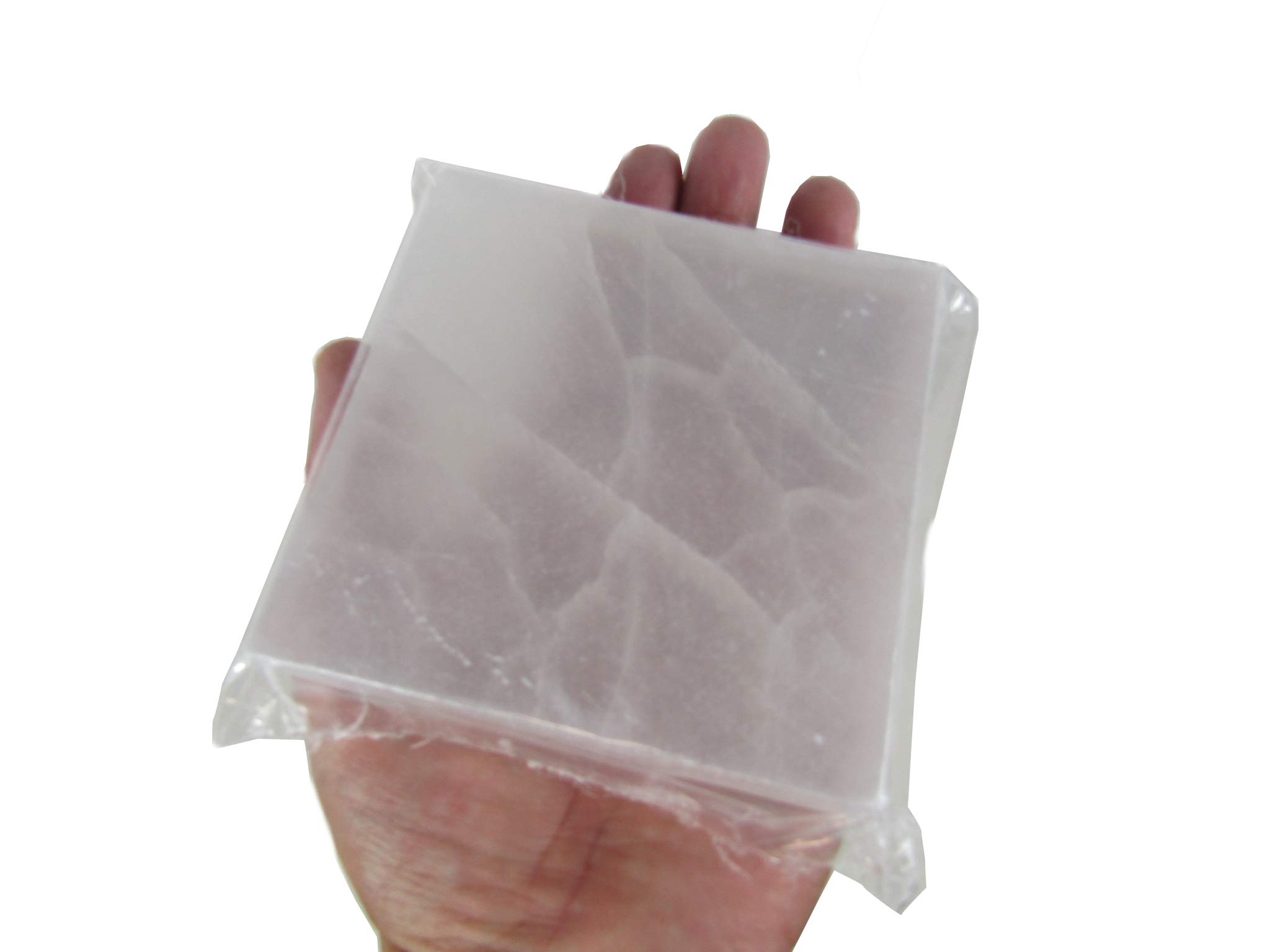 CircuitOffice Flat Polished Selenite Charging Square / Plate / Tile Slab, 3.5-4", Cleanse and Charge Crystals Or Gemstones, for Healing, Metaphysical, Meditation, Wicca, Decoration Or Gift