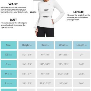 BALEAF Women's Thermal Shirts Long Sleeve Workout Tops Running Athletic Zipper Pocket Fleece Lined Cold Weather Gear Winter Thumbholes White L