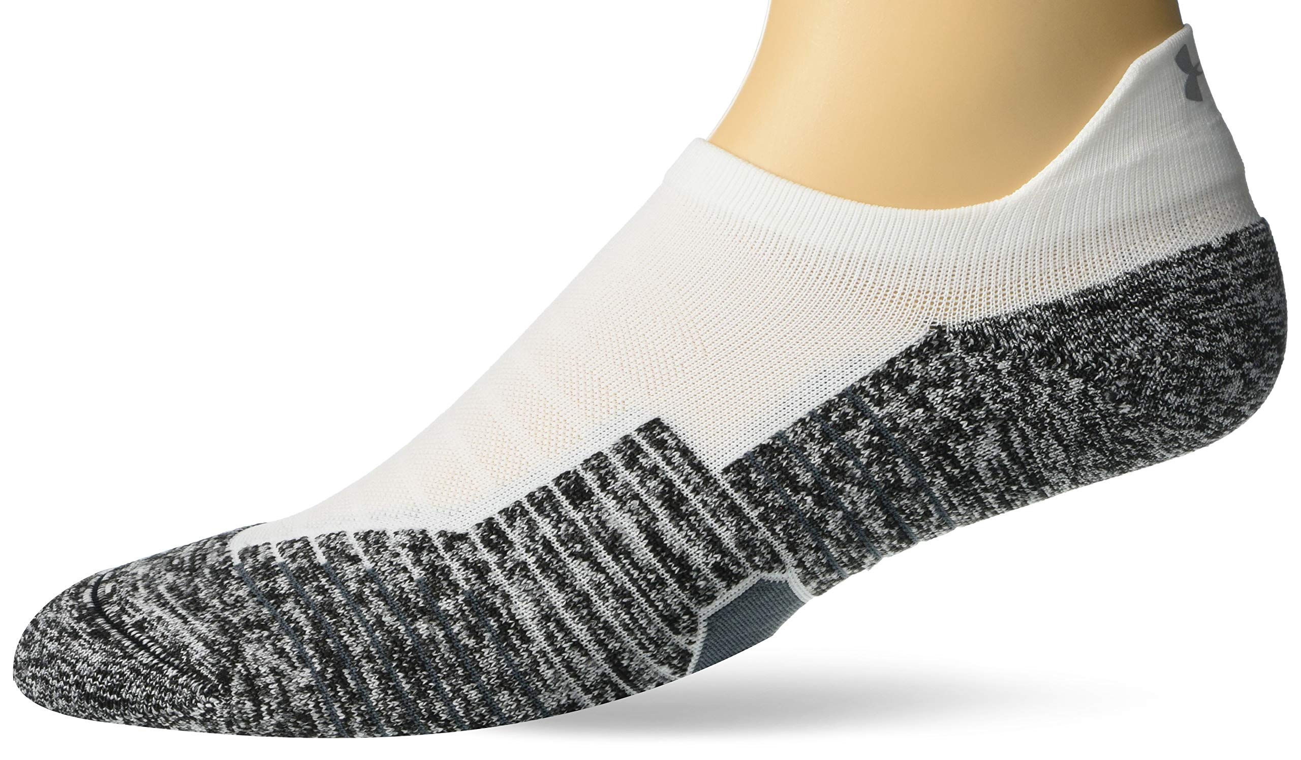 Under Armour Unisex-Adult Run Cushion No Show Tab Socks, Multipairs , White/Pitch Gray (1-Pair) , Large