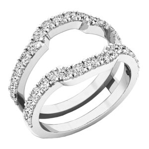 dazzlingrock collection round white diamond wedding double guard ring for women (1.00 ctw) in 10k white gold size 7