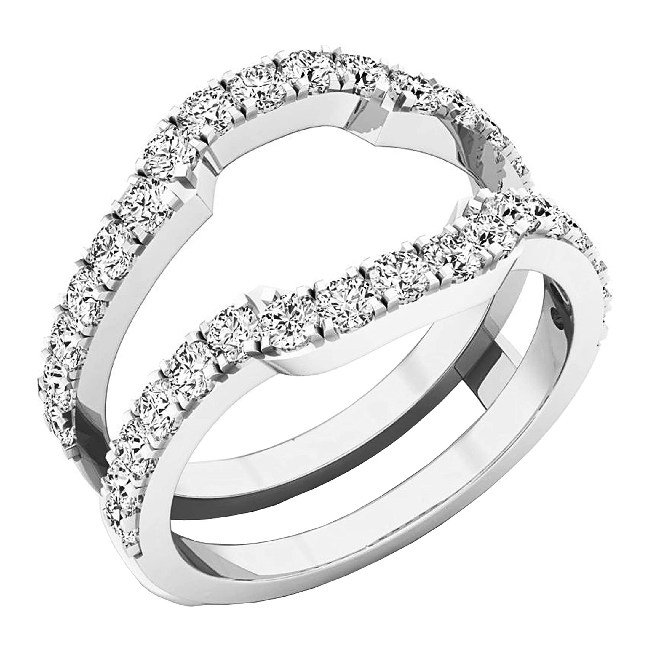 Dazzlingrock Collection Round White Diamond Wedding Double Guard Ring for Women (1.00 ctw) in 10K White Gold Size 7