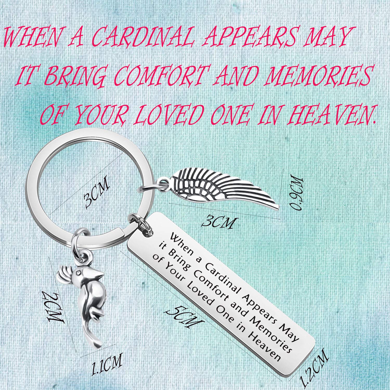 bobauna Cardinal Memorial keychain(cardinal comfort heaven keychain)