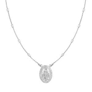 Ross-Simons Italian Sterling Silver Miraculous Medal Bead Station Necklace. 20 inches