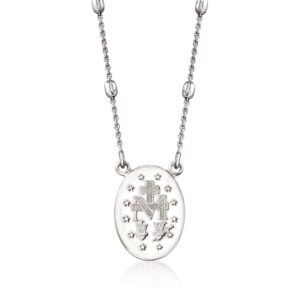 Ross-Simons Italian Sterling Silver Miraculous Medal Bead Station Necklace. 20 inches