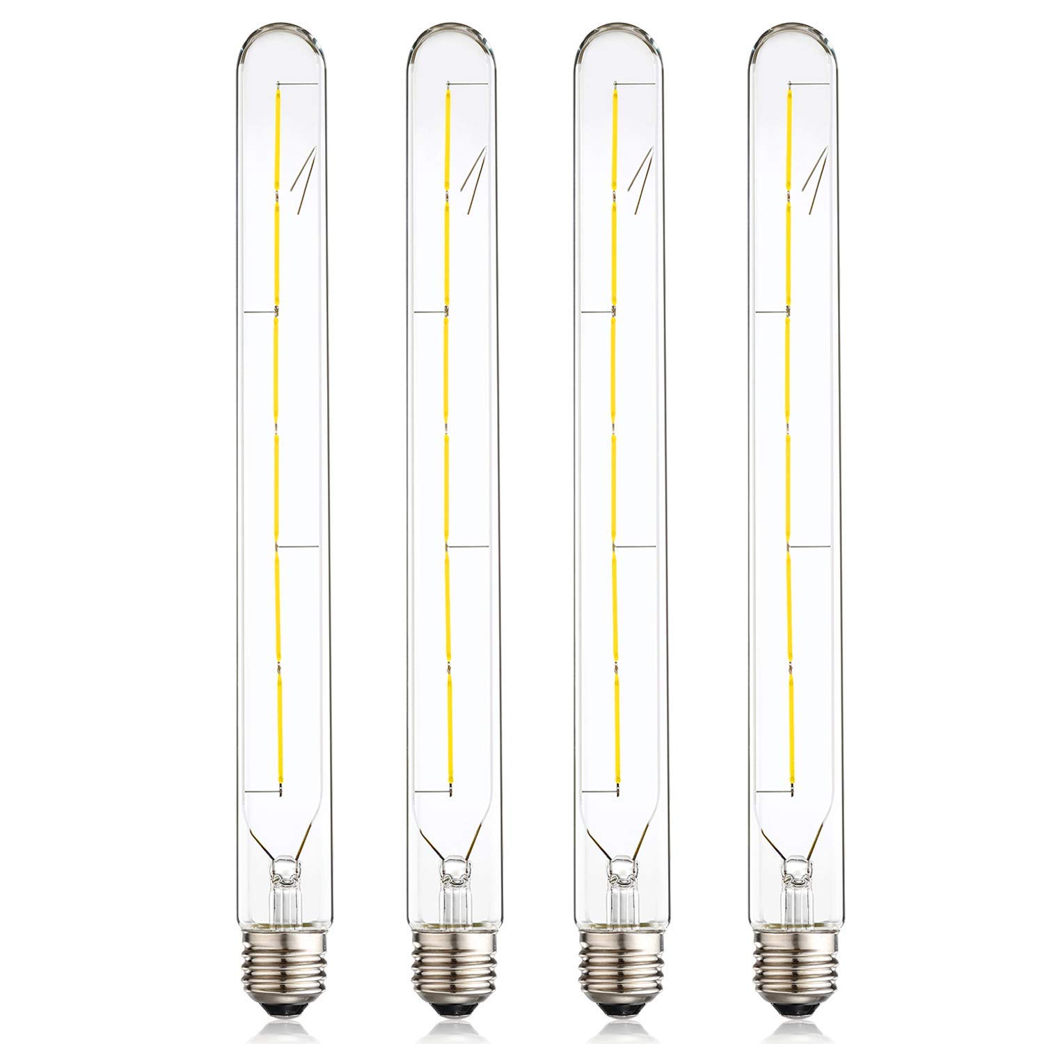 HXM T300 LED Bulb, 6W Dimmable T30 LED Tubular Bulb, Retro Edison LED Long Tube Bulb 6W, 60W Incandescent Bulb Equivalent, 4000K Dayligt White, Transparent Glass, E26,Pack of 4