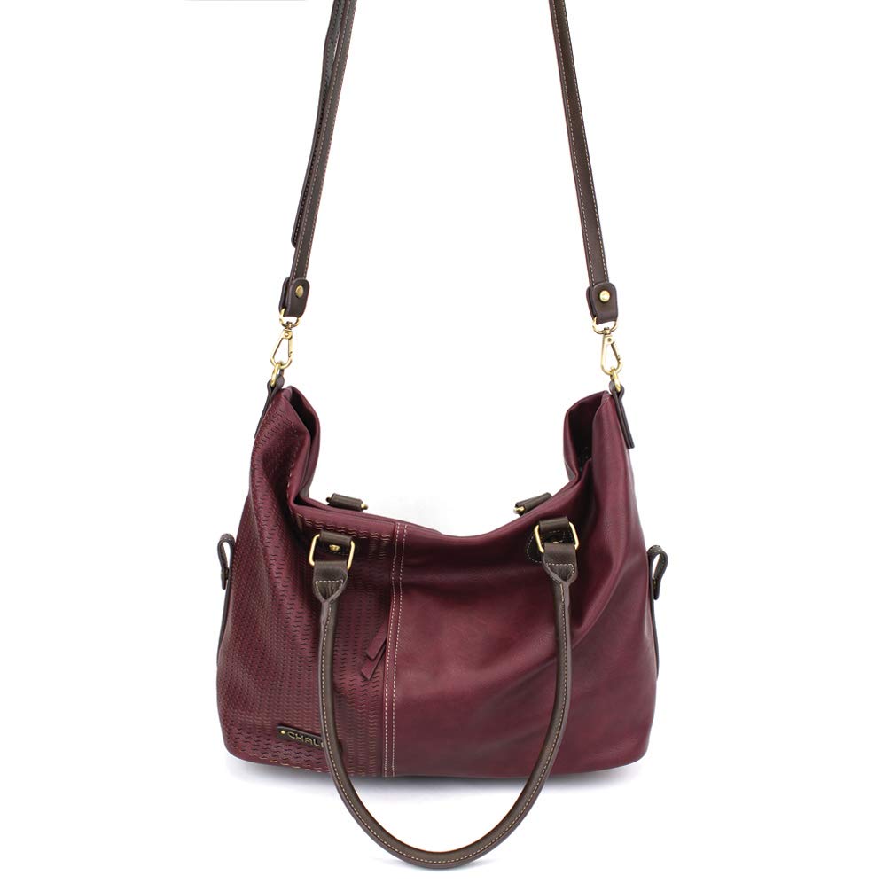 CHALA Laser Cut Crossbody Shoulder bag Tote Bag Faux Leather Plum