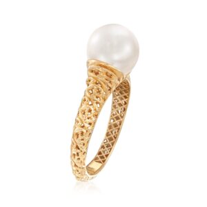 Ross-Simons 9-9.5mm Cultured Pearl Filigree Ring in 14kt Yellow Gold. Size 7