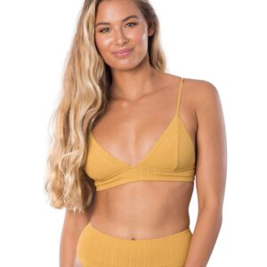 Rip Curl Women's Standard Premium SURF Fixed TRI Bikini TOP, Mustard, L