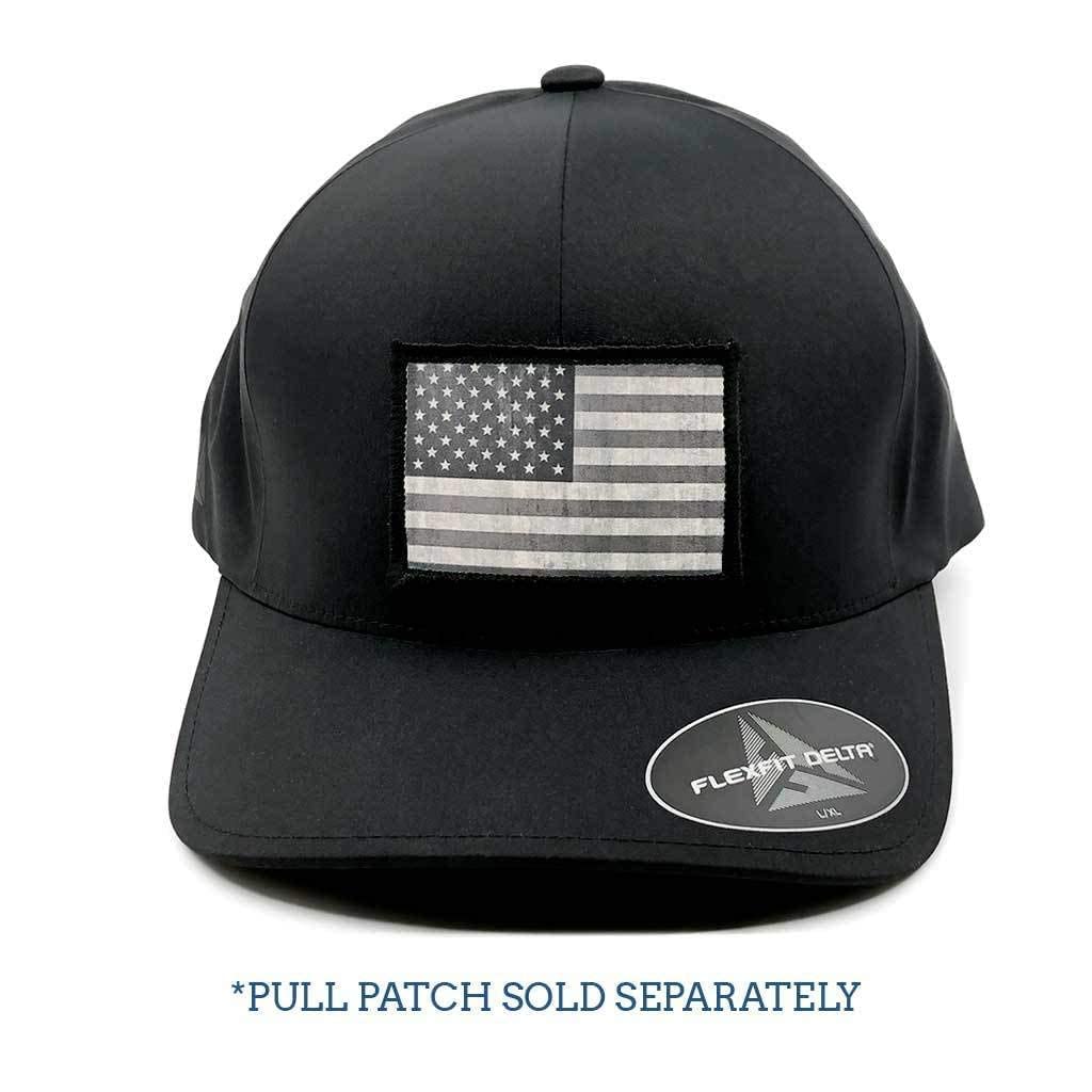 Pull Patch Delta Flexfit Hat | Black Tactical Cap | L/XL | Moisture-Wicking | 2x3 in Loop Surface to Attach Patches