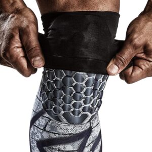 McDavid VES with HEX Padding. Leg Compression Sleeve with Pads (Pair of 2) Graffiti/Black - Medium