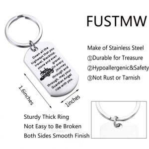 FUSTMW Truck Driver Gifts Keychain May Your Guardian Angel Ride with You Drive Safe Key Chain Long Distance Relationship Gift for Trucker Wife Couple Gifts for Him (Truck Keychain)