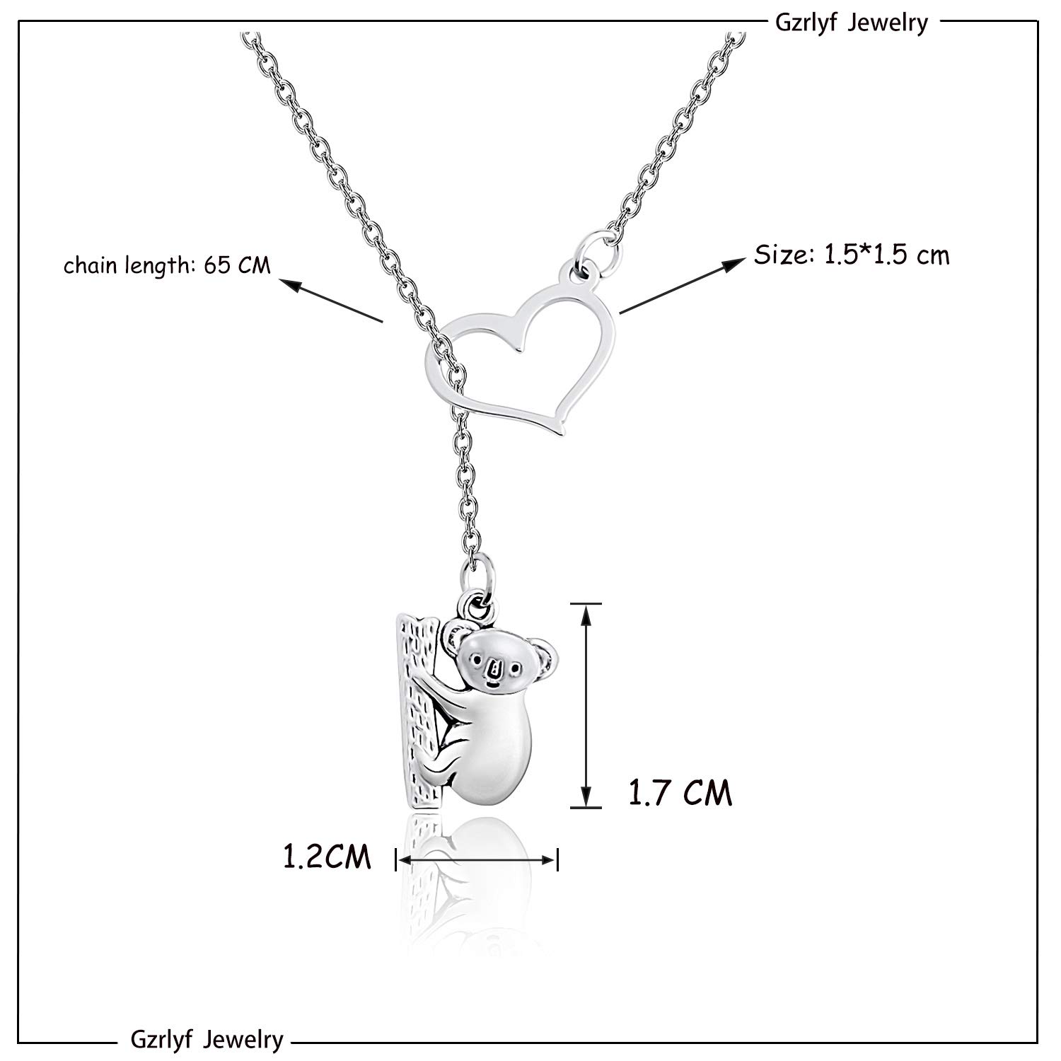 Gzrlyf Koala Bear Necklace Koala Lariat Necklace Koala Bear Gifts for Her (Y necklace)