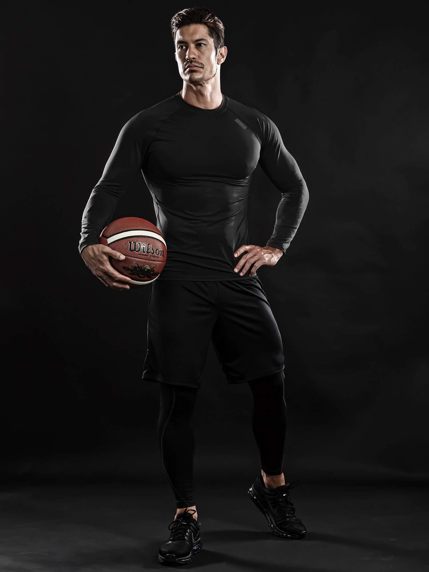 DRSKIN 3 Pack Men's Compression Shirts Top Long Sleeve Sports Baselayer Workout Running Athletic Gym (Round SBB01 3P, L)