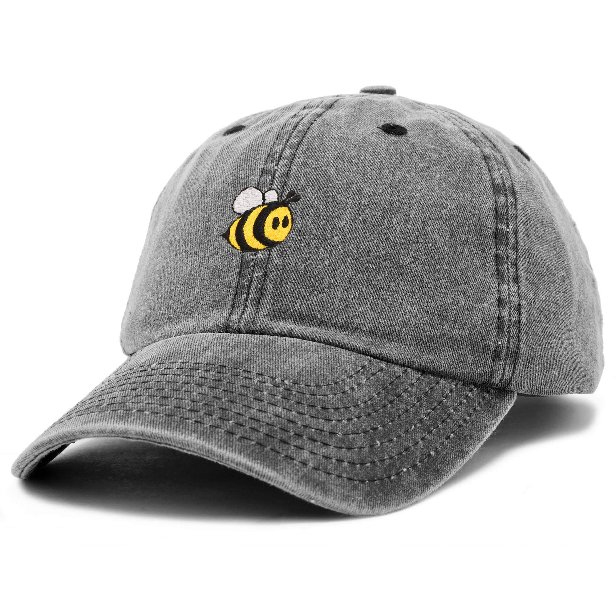 DALIX Bumble Bee Baseball Cap Dad Hat Embroidered Womens Girls in Black Vintage