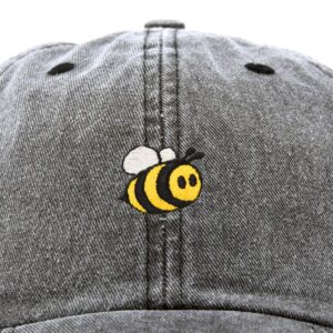 DALIX Bumble Bee Baseball Cap Dad Hat Embroidered Womens Girls in Black Vintage