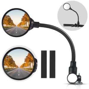 West Biking Bike Mirror Handlebar Mount, Adjustable Rotatable Bicycle Rear View Mirror, Wide Angle Acrylic Convex Safety Mirror for Mountain Road Bike