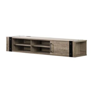 south shore munich 68" wall mounted media console-weathered oak