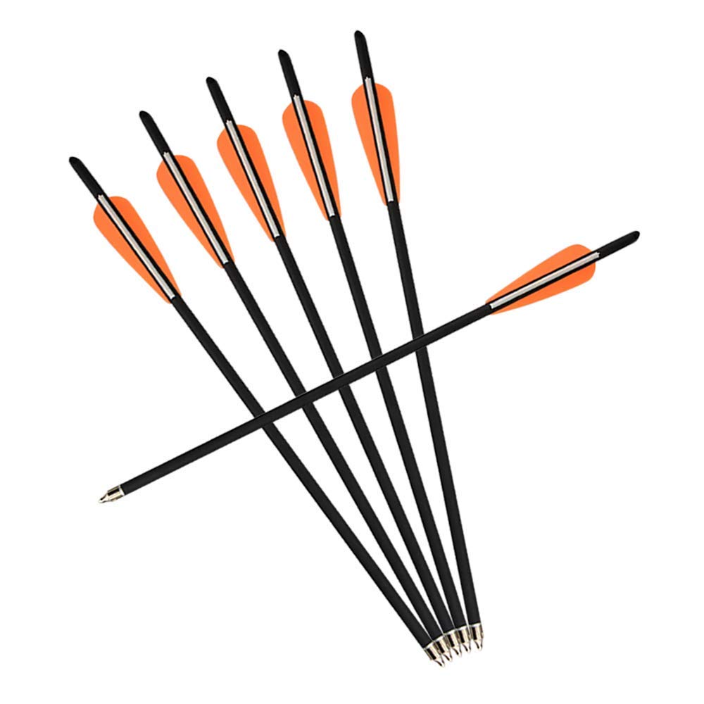 AMEYXGS 16/17/18/20/22 Inch Crossbow Carbon Arrow Crossbow Bolts Arrows Competition Hunting with Replaceable Screw-in Arrow and Parablic Shape Feather 12 Pack (Orange 17 inch)