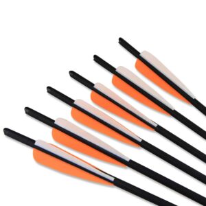 AMEYXGS 16/17/18/20/22 Inch Crossbow Carbon Arrow Crossbow Bolts Arrows Competition Hunting with Replaceable Screw-in Arrow and Parablic Shape Feather 12 Pack (Orange 17 inch)