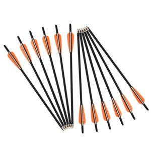 AMEYXGS 16/17/18/20/22 Inch Crossbow Carbon Arrow Crossbow Bolts Arrows Competition Hunting with Replaceable Screw-in Arrow and Parablic Shape Feather 12 Pack (Orange 17 inch)