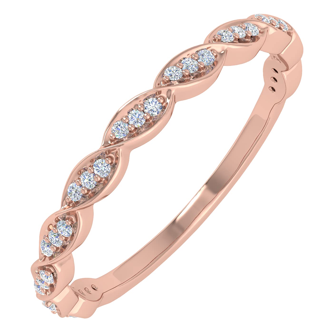 1/10 Carat Diamond 3/4 Eternity Wedding Band Ring in 14K Rose Gold (Ring Size 7) (I1-I2 Clarity)