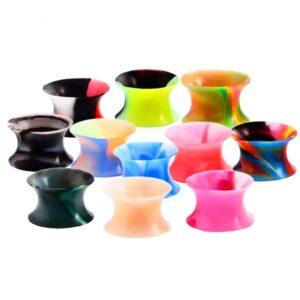 Alphapierce 22Pairs Soft Silicone Ear Gauges Plugs Double Flared Tunnels Flexible Ear Piercing Stretchers Colorful Set 2g