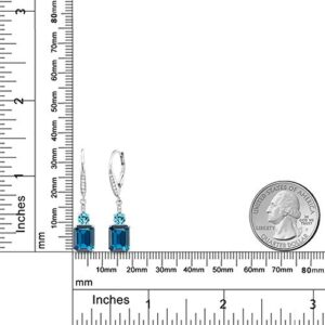 Gem Stone King 925 Sterling Silver London Blue Topaz and Swiss Blue Topaz Dangle Earrings For Women (6.13 Cttw, Gemstone November Birthstone, Emerald Cut 9X7MM)