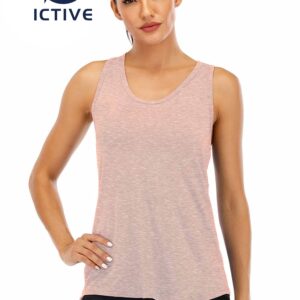 ICTIVE Workout Tank Tops for Women Sleeveless Yoga Tops for Women Mesh Racerback Tank Tops Muscle Tank Workout Tops for Women Backless Running Tank Tops Activewear Gym Tops Apricot M