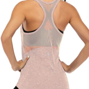 ICTIVE Workout Tank Tops for Women Sleeveless Yoga Tops for Women Mesh Racerback Tank Tops Muscle Tank Workout Tops for Women Backless Running Tank Tops Activewear Gym Tops Apricot M