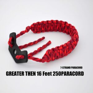 HZUTUZH Bow Archery Wrist Sling 250 Paracord - Multi Functional Survival Compound Bow Wrist Sling for Hunting & Shooting - No Stabilizer Needed - Successive Length Greater Then 20 Feet (RED)