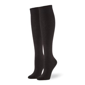 Hue Women's Flat Knit Knee High Sock, New Black, One Size US, Pack Of 3