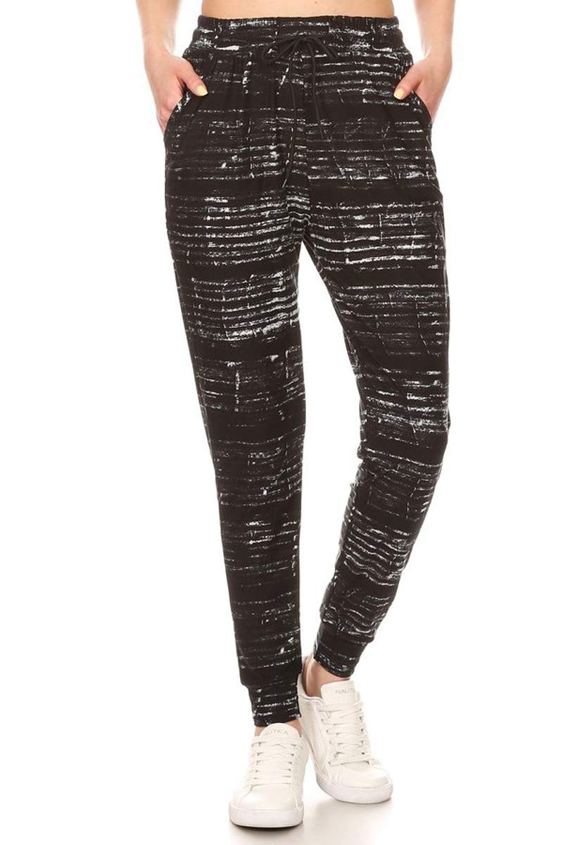 Leggings Depot Women's Relaxed fit Jogger Pants - Track Cuff Sweatpants with Pockets-S708, 1X, True Ebony