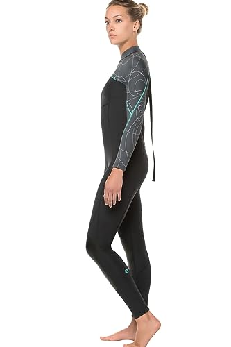 BARE 7MM Women's Elate Full Wetsuit | Comfortable high Stretch Neoprene Material | Long Sleeve | Great for All Watersports, Scuba Diving and Snorkeling | Grey 10