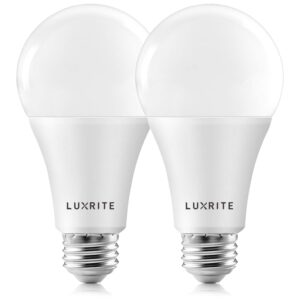 LUXRITE A21 LED Bulbs 150 Watt Equivalent, 2550 Lumens, 3000K Soft White, Dimmable Standard LED Bulb 22W, Energy Star, E26 Medium Base - Indoor and Outdoor (2 Pack)