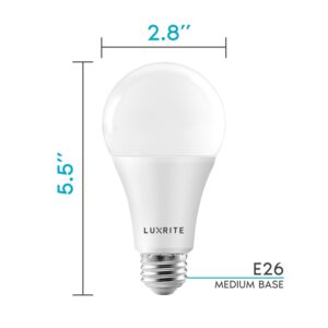 LUXRITE A21 LED Bulbs 150 Watt Equivalent, 2550 Lumens, 3000K Soft White, Dimmable Standard LED Bulb 22W, Energy Star, E26 Medium Base - Indoor and Outdoor (2 Pack)