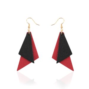 jagucho leather earrings dangle for women, lightweight hoop earrings drop