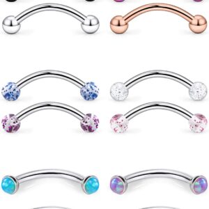 Jenxnjsjo Eyebrow Rook 16g 8/10mm Piercing Jewelry Ring for Women Vertical Labret Lip Hood Curved Barbell Rook Snug Earrings Belly Button Snake Frog Eyes Vch Bridge Cartilage Daith Surface Anti Tragus