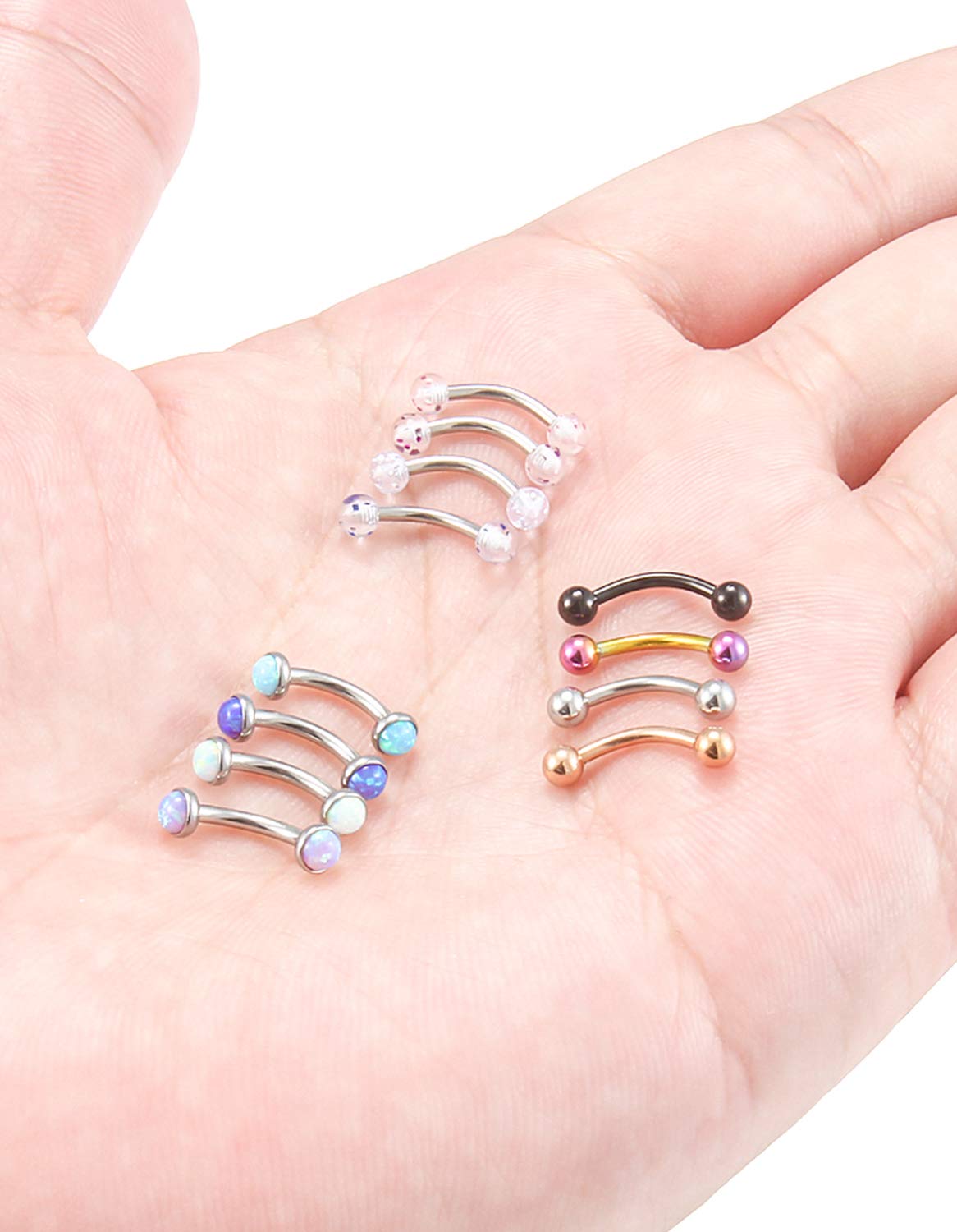 Jenxnjsjo Eyebrow Rook 16g 8/10mm Piercing Jewelry Ring for Women Vertical Labret Lip Hood Curved Barbell Rook Snug Earrings Belly Button Snake Frog Eyes Vch Bridge Cartilage Daith Surface Anti Tragus