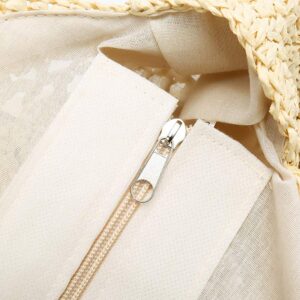 Straw Woven Bags for Women - Beach Bags Handwoven Straw Rattan Totes Shoulder Leather Summer Handbags Cross-Body Bags Beige