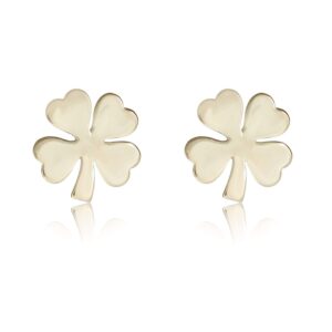 avora 10k yellow gold irish lucky shamrock four-leaf clover stud earrings