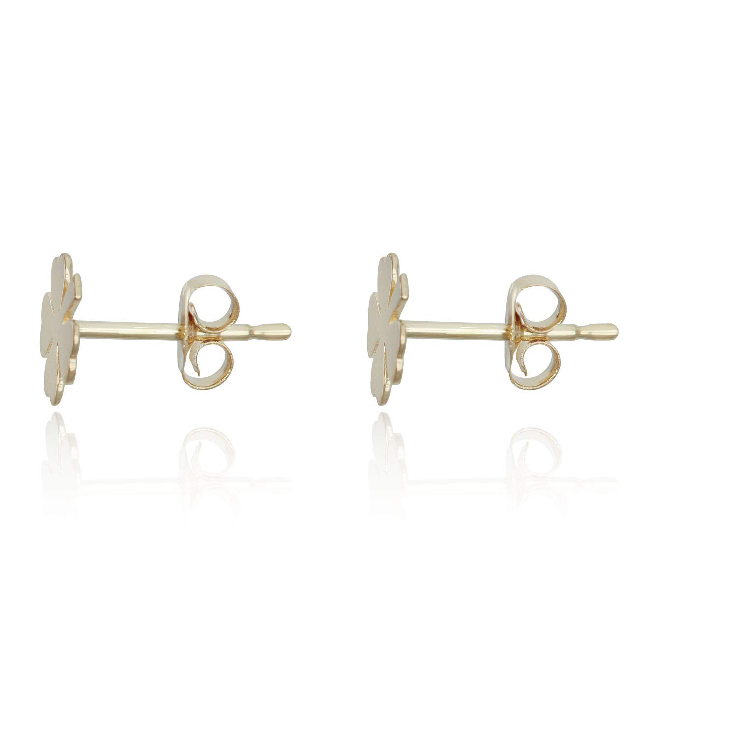 AVORA 10K Yellow Gold Irish Lucky Shamrock Four-Leaf Clover Stud Earrings