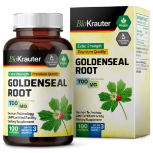 bio krauter goldenseal root supplement - goldenseal capsules 700 mg - traditional herbal supplement - 100 vegan capsules