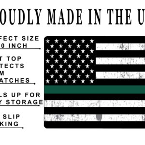 Rogue River Tactical Thin Green Line Flag Gun Cleaning Mat Bench Pad Gift for Military Veteran Border Patrol Game Warden Park Ranger Federal Law Enforcement Officers