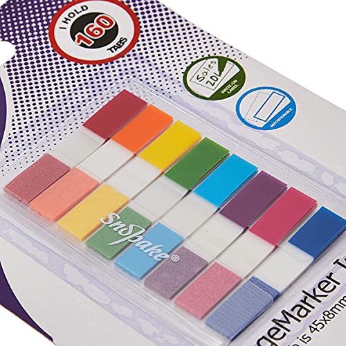 Snopake Index Tab PageMarkers with Colour Coded Tips 45 x 8 mm - 160 Tabs - Assorted [Ref: 15845]