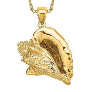 icecarats 14k yellow gold conch shell necklace charm pendant 38mm x 29.1mm only