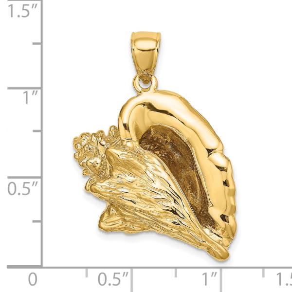 IceCarats 14K Yellow Gold Conch Shell Necklace Charm Pendant 38mm x 29.1mm Only