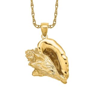 IceCarats 14K Yellow Gold Conch Shell Necklace Charm Pendant 38mm x 29.1mm Only